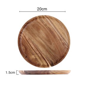 SOGA 2X 20cm Brown Round Wooden Centerpiece Serving Tray Board Home Decor, Kitchenware, Table Top, Servingware, Servingware Platter,  - NZ DEPOT 2