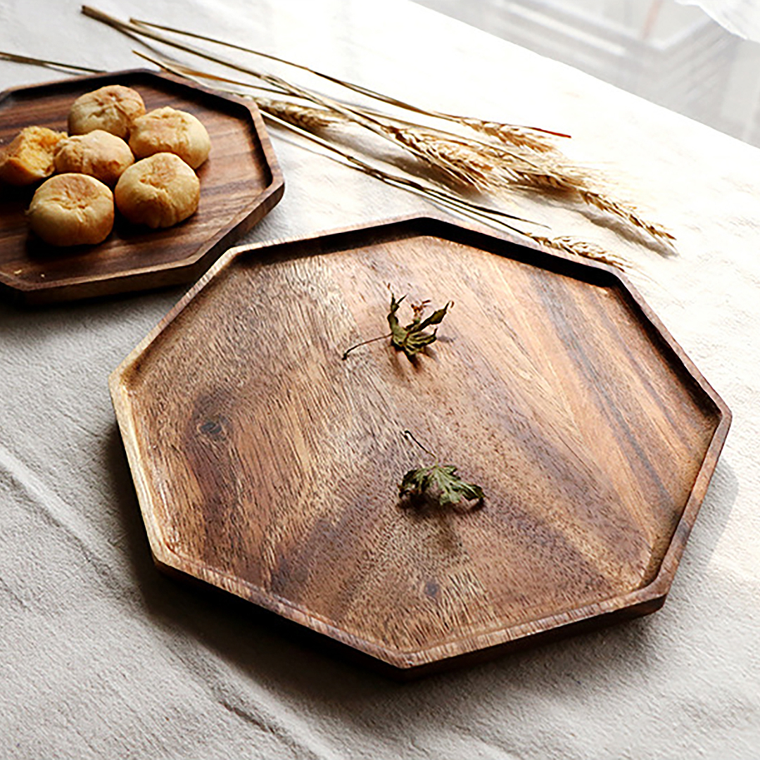 Soga 2X 20Cm Octagon Wooden Acacia Food Serving Tray Charcuterie Board Centerpiece Home Decor, Kitchenware, Table Top, Servingware, Servingware Platter, ,  - Nz Depot 3