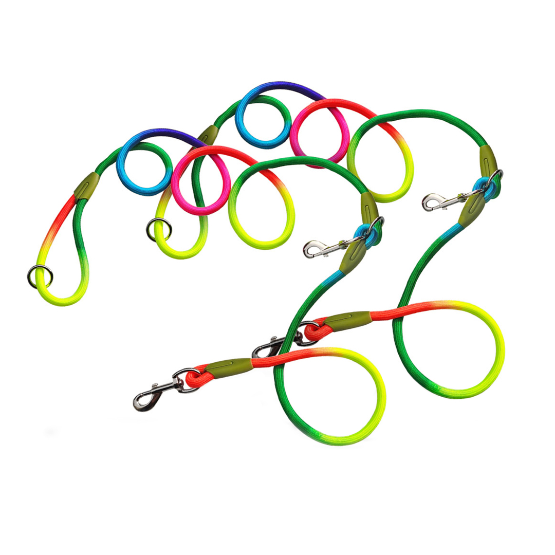 Soga 2X 220Cm Multifunction Hands-Free Rope Pet Cat Dog Puppy Double Ended Leash For Walking Training Tracking Obedience Rainbow, Pets, Dog, Pet Accessories, Dog Collars, ,  - Nz Depot 1