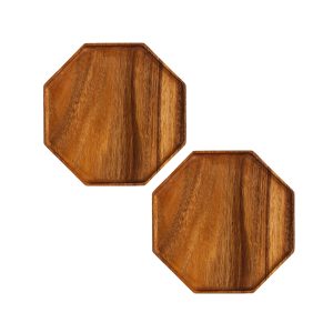 SOGA 2X 25cm Octagon Wooden Acacia Food Serving Tray Charcuterie Board Centerpiece Home Decor, Kitchenware, Table Top, Servingware, Servingware Platter, ,  - NZ DEPOT 1