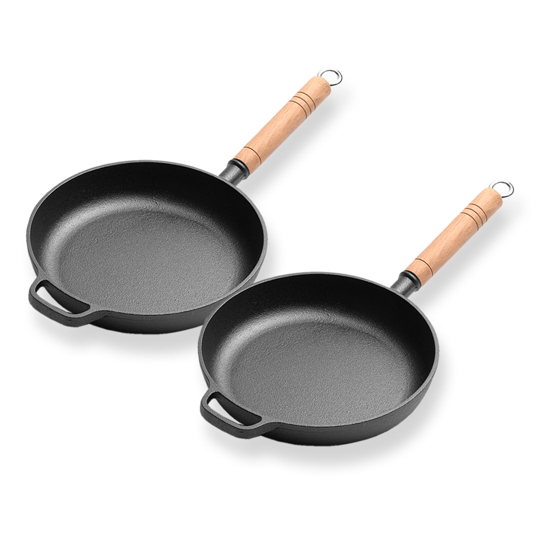 Soga 2X 25Cm Round Cast Iron Frying Pan Skillet Steak Sizzle Platter With Helper Handle, Home &Amp; Living, Kitchen &Amp; Dining, Cookware, Frying Pans, ,  - Nz Depot 1