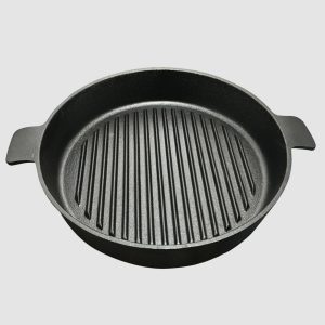 SOGA 2X 25cm Round Ribbed Cast Iron Frying Pan Skillet Steak Sizzle Platter with Handle, Home & Living, Kitchen & Dining, Cookware, Frying Pans, ,  - NZ DEPOT 2