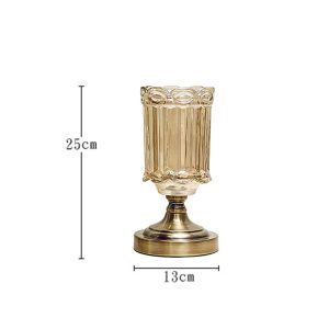 SOGA 2X 25cm Transparent Glass Flower Vase with Metal Base Filler Vase, Home & Living, Home Decor, Vases, , ,  - NZ DEPOT 2