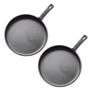 Soga 2X 26Cm Round Cast Iron Frying Pan Skillet Griddle Sizzle Platter Nz Depot - Nz Depot