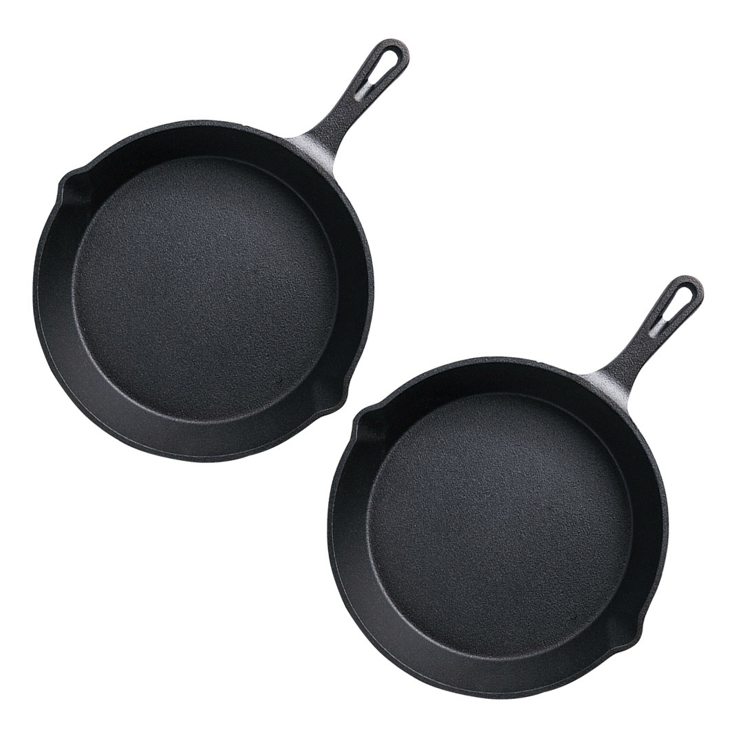 Soga 2X 26Cm Round Cast Iron Frying Pan Skillet Steak Sizzle Platter With Handle, Home &Amp; Living, Kitchen &Amp; Dining, Cookware, Frying Pans, ,  - Nz Depot 1