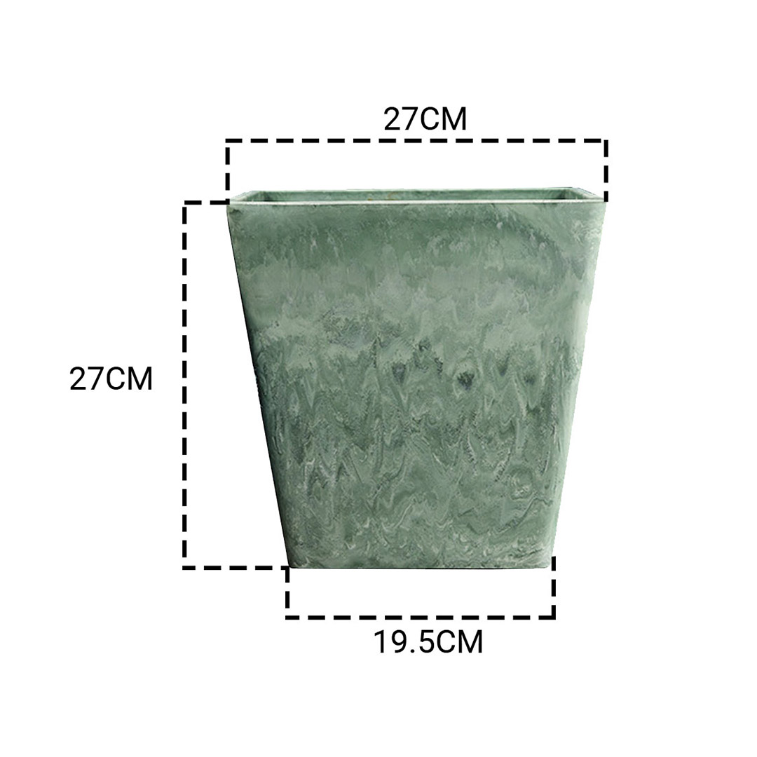 Soga 2X 27Cm Green Grey Square Resin Plant Flower Pot In Cement Pattern Planter Cachepot For Indoor Home Office, Home &Amp; Living, Home Decor, Indoor Pots, Planters And Plant Stands, , ,  - Nz Depot 2