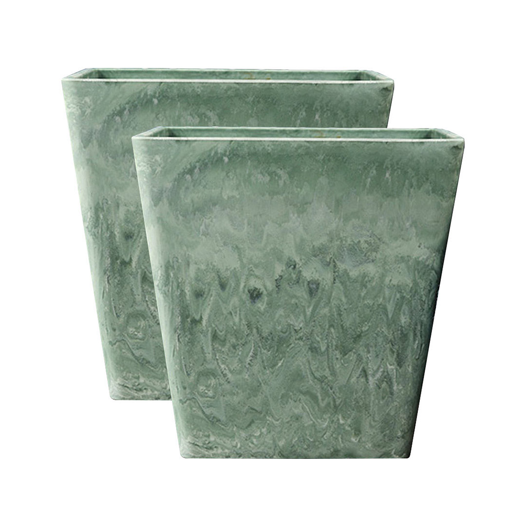 Soga 2X 27Cm Green Grey Square Resin Plant Flower Pot In Cement Pattern Planter Cachepot For Indoor Home Office, Home &Amp; Living, Home Decor, Indoor Pots, Planters And Plant Stands, , ,  - Nz Depot 1