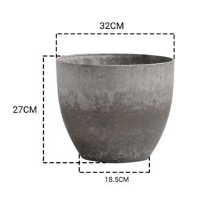 SOGA 2X 27cm Rock Grey Round Resin Plant Flower Pot in Cement Pattern Planter Cachepot for Indoor Home Office, Home & Living, Home Decor, Indoor Pots, Planters and Plant Stands, , ,  - NZ DEPOT 2