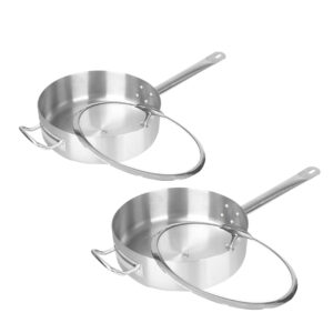 Soga 2X 28Cm Stainless Steel Saucepan Sauce Pan With Glass Lid And Helper Handle Triple Ply Base Cookware Nz Depot - Nz Depot