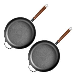 SOGA 2X 29cm Round Cast Iron Frying Pan Skillet Steak Sizzle Platter with Helper Handle, Home & Living, Kitchen & Dining, Cookware, Frying Pans, ,  - NZ DEPOT 1