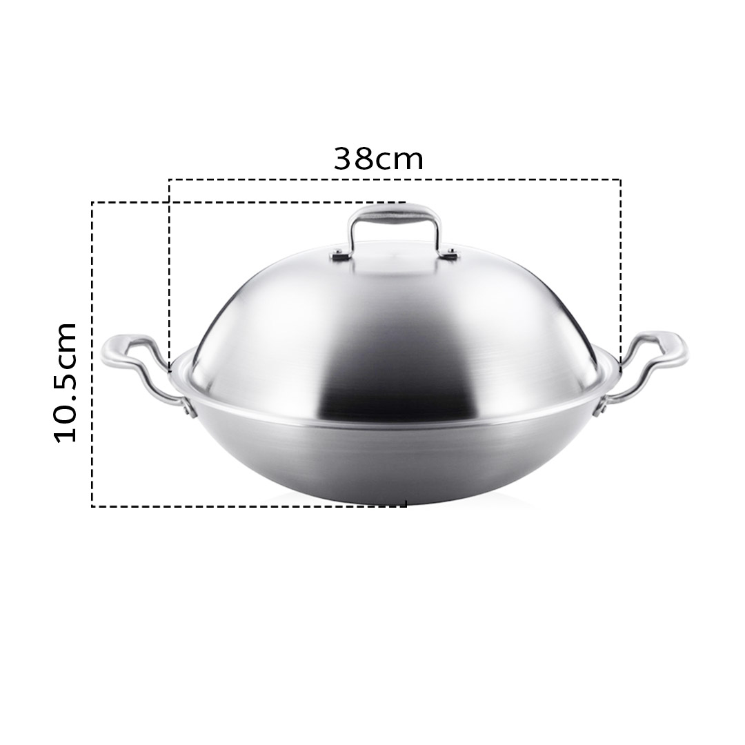 Soga 2X 3-Ply 38Cm Stainless Steel Double Handle Wok Frying Fry Pan Skillet With Lid, Home &Amp; Living, Kitchen &Amp; Dining, Cookware, Frying Pans, ,  - Nz Depot 2