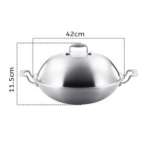 SOGA 2X 3-Ply 42cm Stainless Steel Double Handle Wok Frying Fry Pan Skillet with Lid, Home & Living, Kitchen & Dining, Cookware, Frying Pans, ,  - NZ DEPOT 2