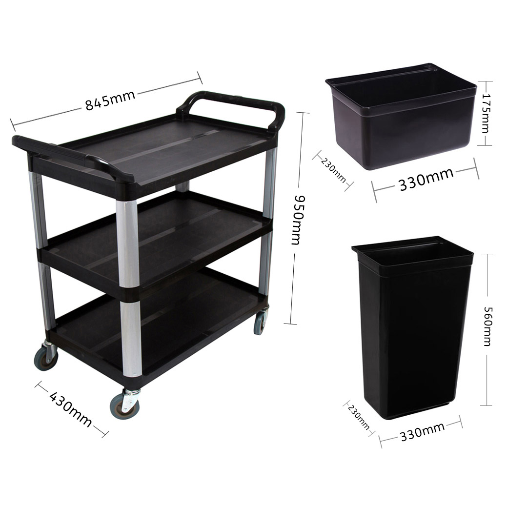 Soga 2X 3 Tier 83X43X95Cm Food Trolley Food Waste Cart W/ 2 Bins Storage Kitchen Small, Business &Amp; Industrial, Food Service, Food Service Carts, , ,  - Nz Depot 4