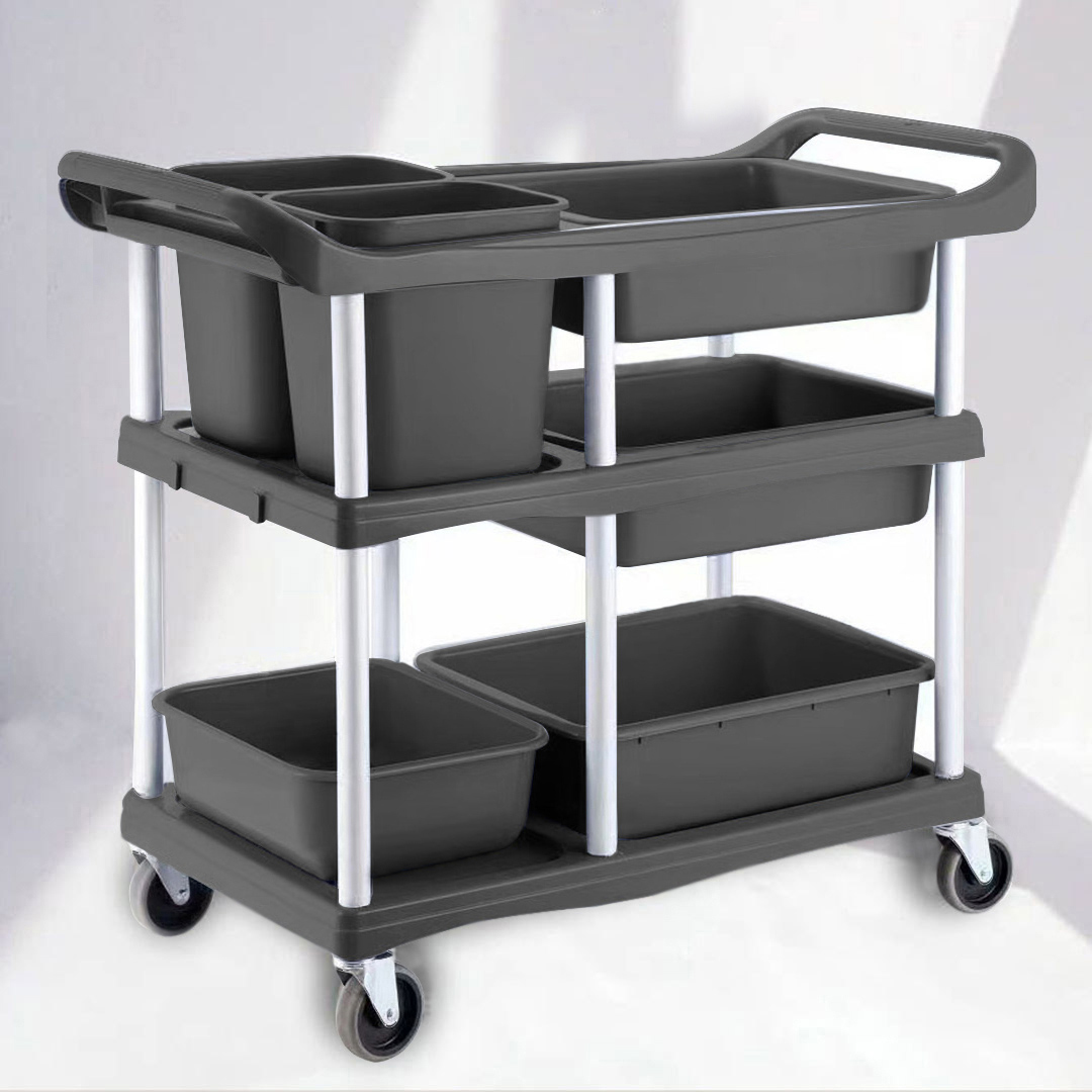 Soga 2X 3-Tier Commercial Soiled Food Trolley Dirty Plate Cart Five Buckets Kitchen Food Utility, Business &Amp; Industrial, Food Service, Food Service Carts, , ,  - Nz Depot 3