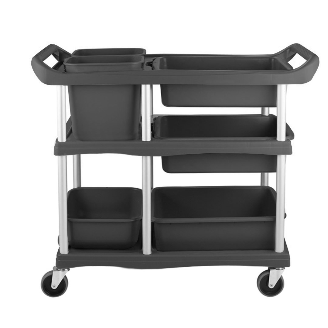 Soga 2X 3-Tier Commercial Soiled Food Trolley Dirty Plate Cart Five Buckets Kitchen Food Utility, Business &Amp; Industrial, Food Service, Food Service Carts, , ,  - Nz Depot 4