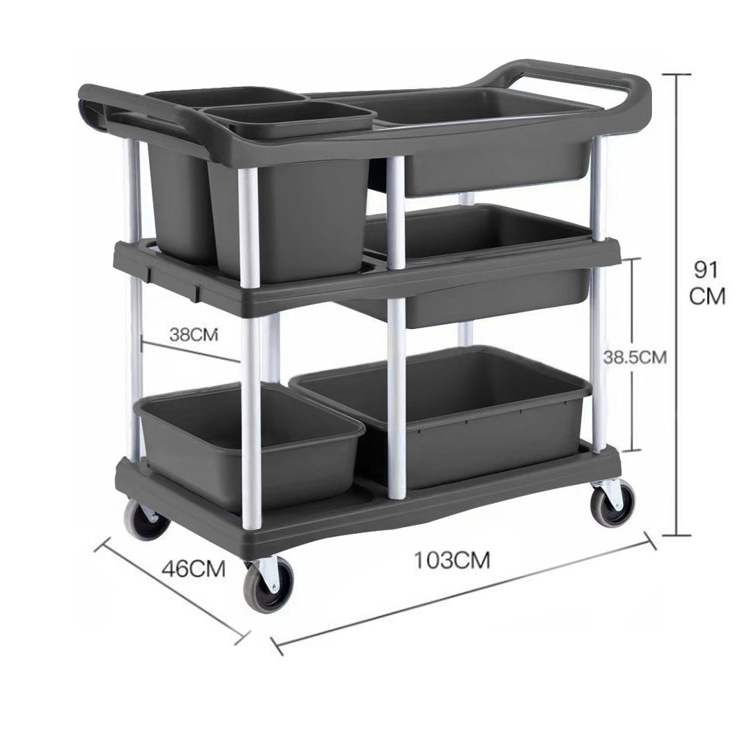 Soga 2X 3-Tier Commercial Soiled Food Trolley Dirty Plate Cart Five Buckets Kitchen Food Utility, Business &Amp; Industrial, Food Service, Food Service Carts, , ,  - Nz Depot 6