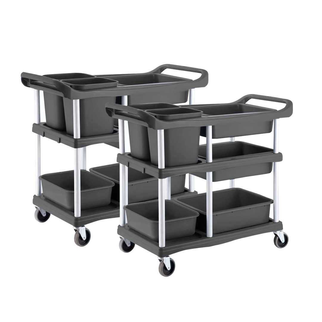 Soga 2X 3-Tier Commercial Soiled Food Trolley Dirty Plate Cart Five Buckets Kitchen Food Utility, Business &Amp; Industrial, Food Service, Food Service Carts, , ,  - Nz Depot 1