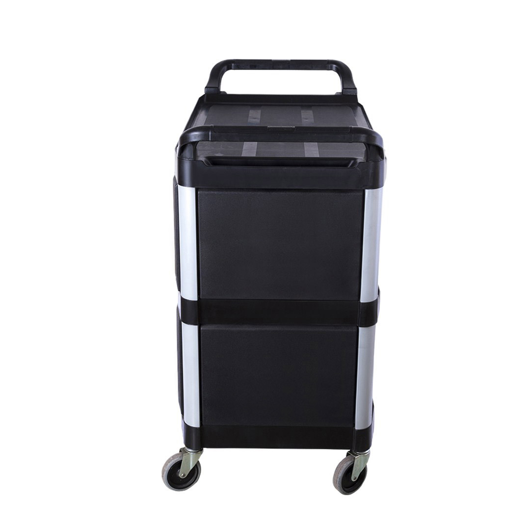 SOGA 2X 3 Tier Covered Food Trolley Food Waste Cart Storage Mechanic Kitchen Black, Business & Industrial, Food Service, Food Service Carts, , ,  - NZ DEPOT 4