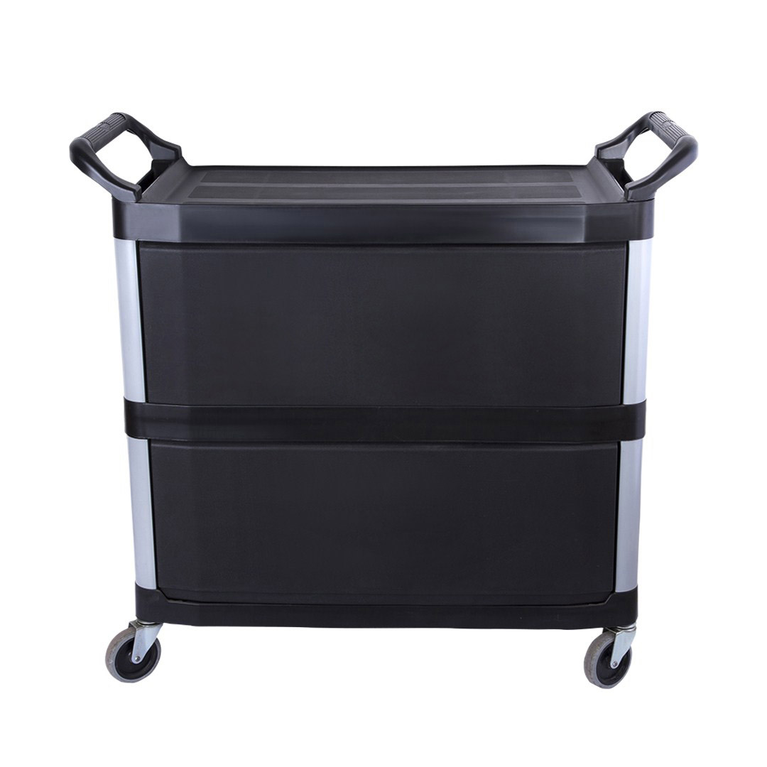 SOGA 2X 3 Tier Covered Food Trolley Food Waste Cart Storage Mechanic Kitchen Black, Business & Industrial, Food Service, Food Service Carts, , ,  - NZ DEPOT 5