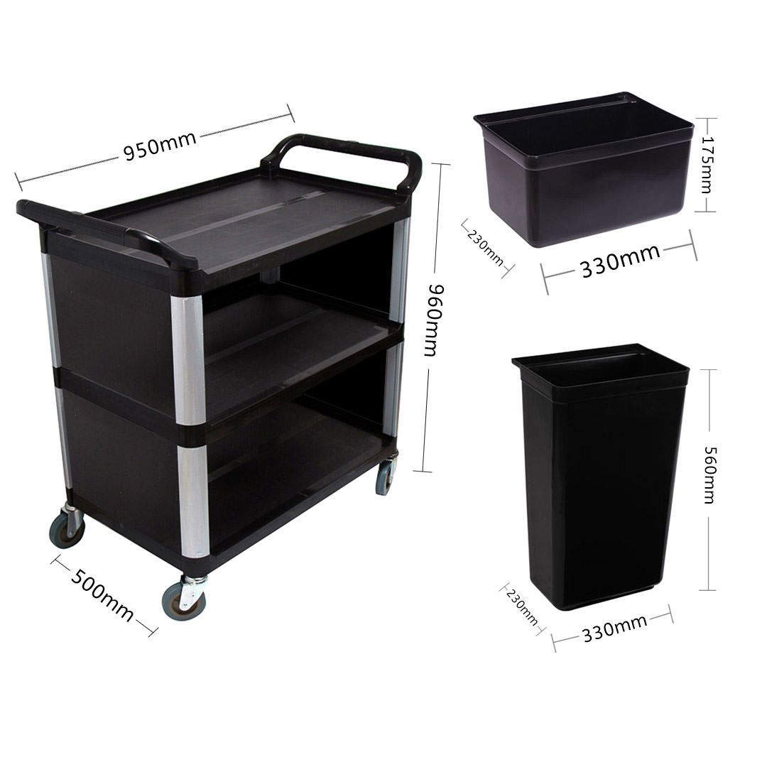 Soga 2X 3 Tier Covered Food Trolley Food Waste Cart Storage Mechanic Kitchen With Bins, Business &Amp; Industrial, Food Service, Food Service Carts, , ,  - Nz Depot 2