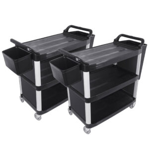 SOGA 2X 3 Tier Covered Food Trolley Food Waste Cart Storage Mechanic Kitchen with Bins, Business & Industrial, Food Service, Food Service Carts, , ,  - NZ DEPOT 1