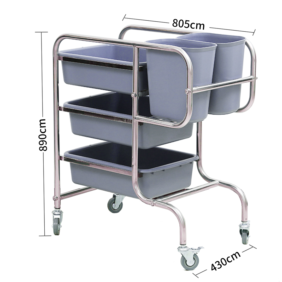 Soga 2X 3 Tier Food Trolley Food Waste Cart Five Buckets Kitchen Food Utility 80X43X89Cm Round, Business &Amp; Industrial, Food Service, Food Service Carts, , ,  - Nz Depot 2