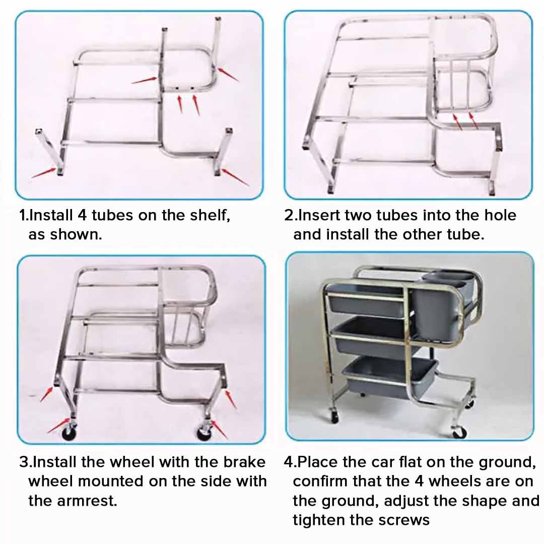 Soga 2X 3 Tier Food Trolley Food Waste Cart Five Buckets Kitchen Food Utility 80X43X89Cm Round, Business &Amp; Industrial, Food Service, Food Service Carts, , ,  - Nz Depot 5