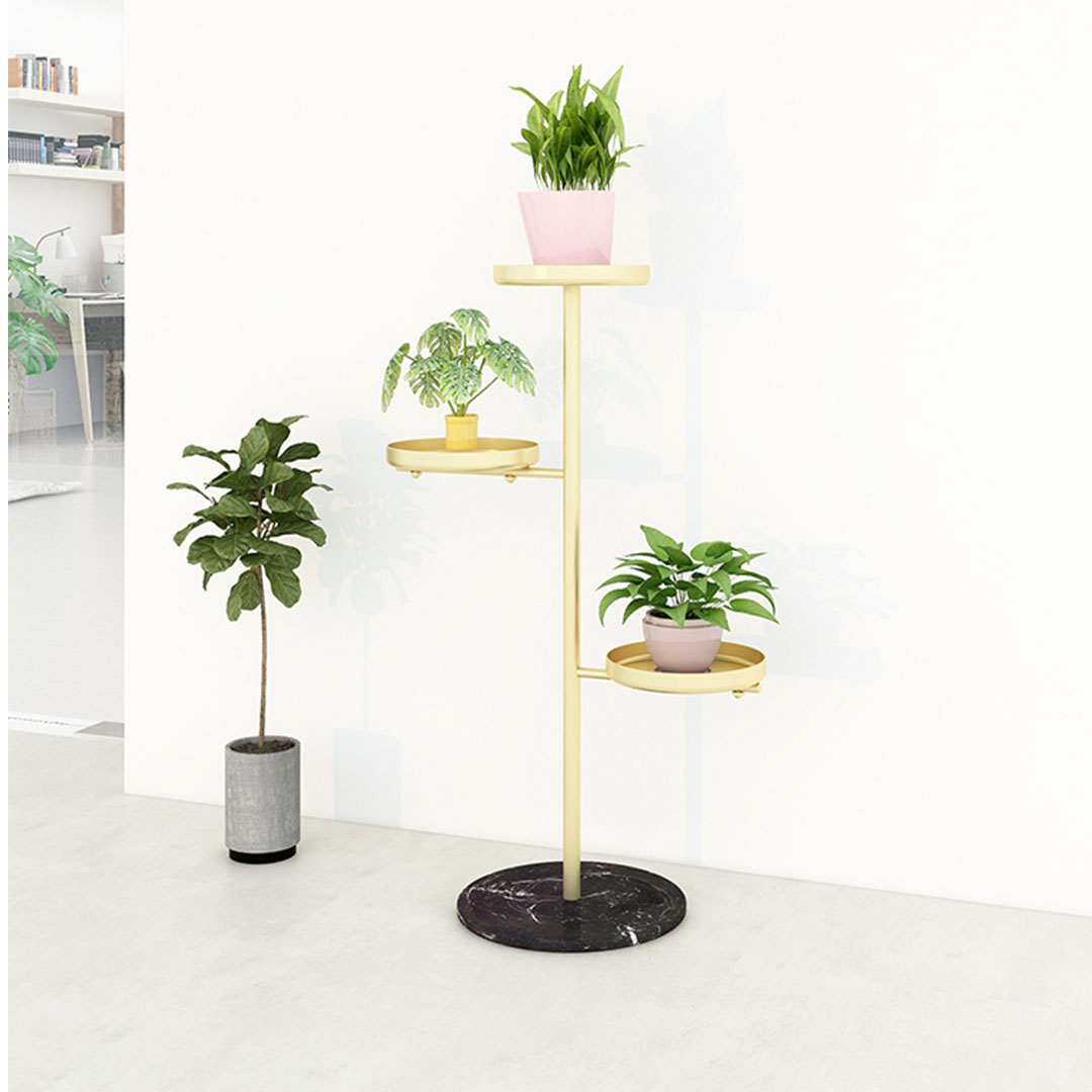 SOGA 2X 3 Tier Gold Round Plant Stand Flowerpot Tray Display Living Room Balcony Metal Decorative Shelf, Home & Living, Home Decor, Indoor Pots, Planters and Plant Stands, , ,  - NZ DEPOT 2