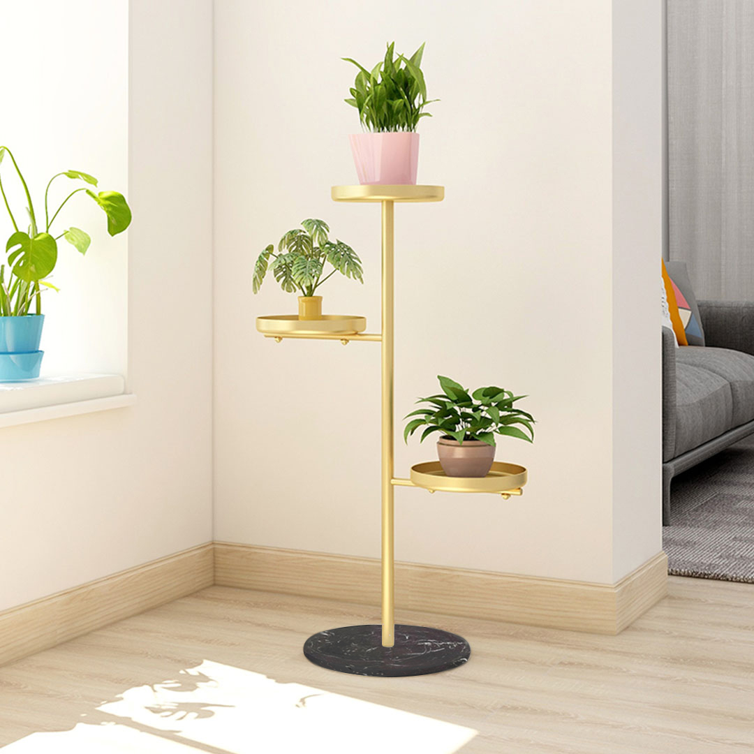 SOGA 2X 3 Tier Gold Round Plant Stand Flowerpot Tray Display Living Room Balcony Metal Decorative Shelf, Home & Living, Home Decor, Indoor Pots, Planters and Plant Stands, , ,  - NZ DEPOT 4