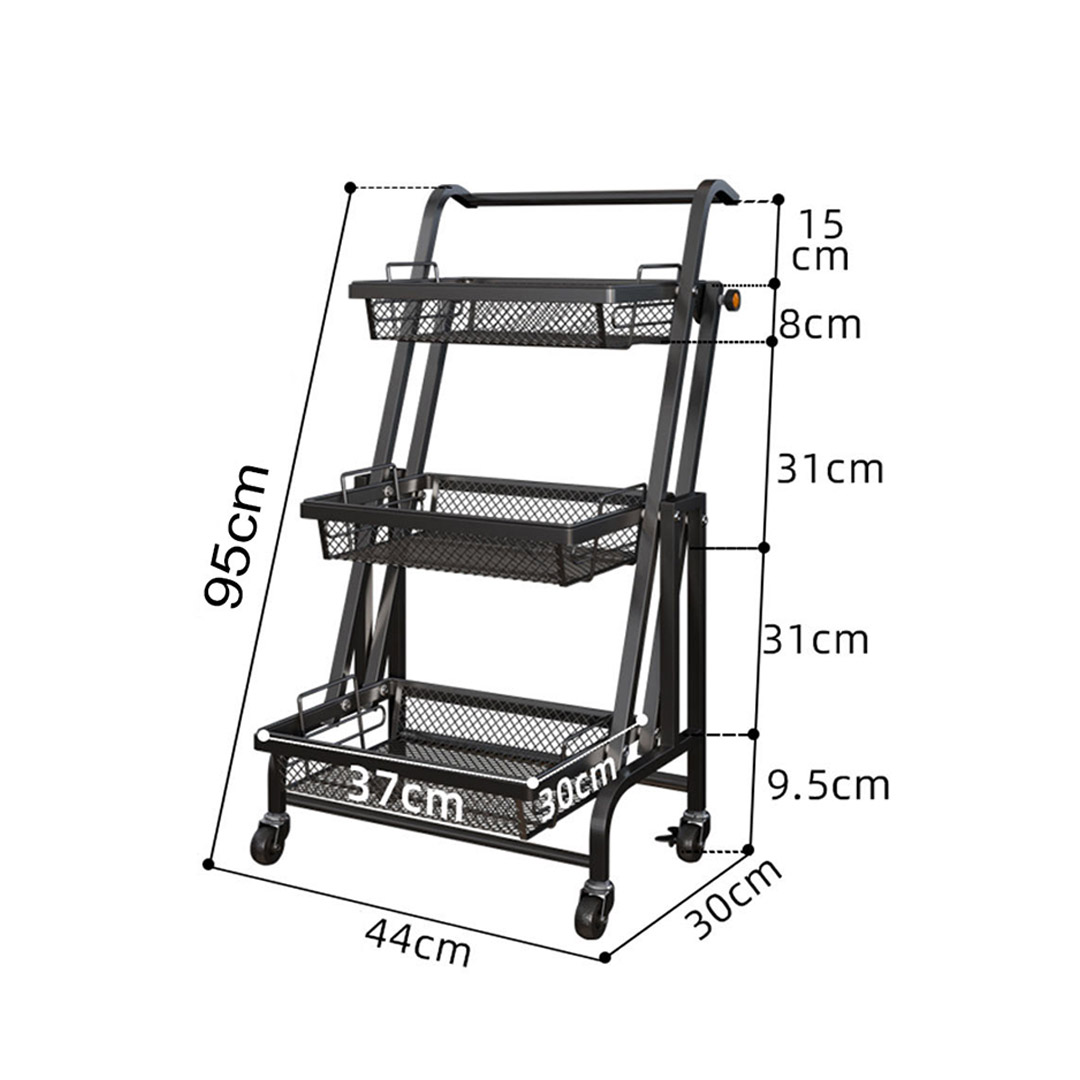 Soga 2X 3 Tier Steel Black Adjustable Kitchen Cart Multi-Functional Shelves Portable Storage Organizer With Wheels, Garden, Tools &Amp; Hardware, Garage Storage &Amp; Organisation, Utility Shelves, , ,  - Nz Depot 2