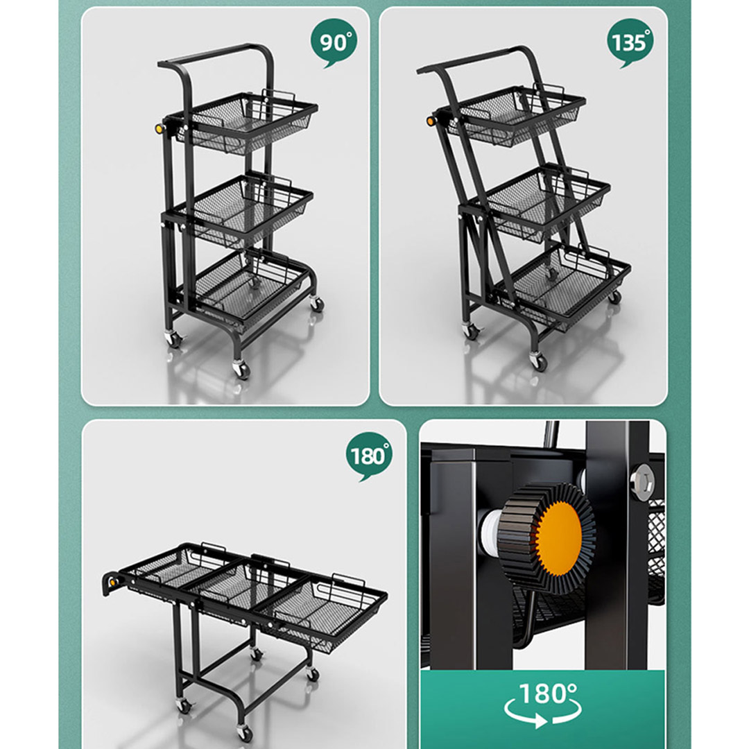 Soga 2X 3 Tier Steel Black Adjustable Kitchen Cart Multi-Functional Shelves Portable Storage Organizer With Wheels, Garden, Tools &Amp; Hardware, Garage Storage &Amp; Organisation, Utility Shelves, , ,  - Nz Depot 4