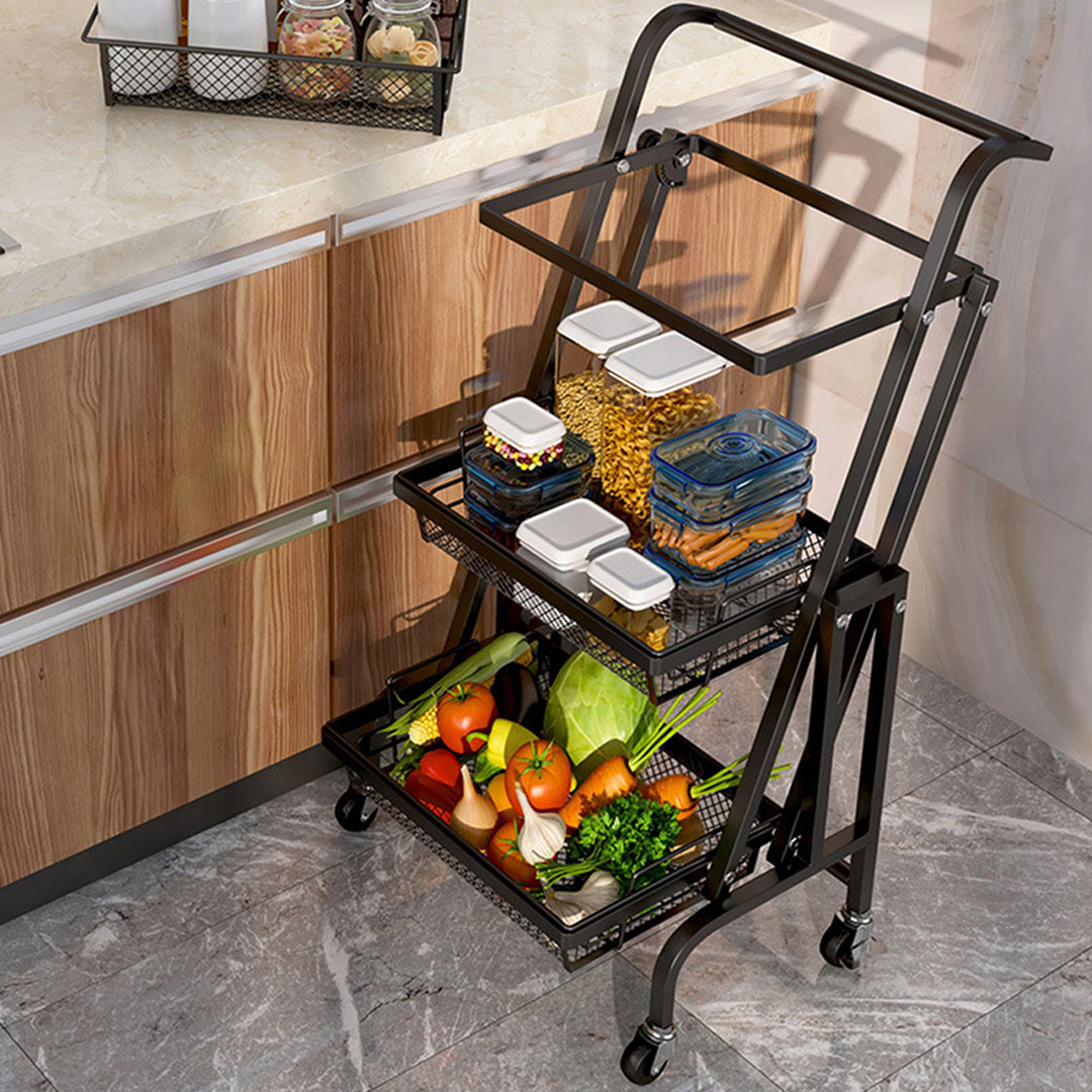 Soga 2X 3 Tier Steel Black Adjustable Kitchen Cart Multi-Functional Shelves Portable Storage Organizer With Wheels, Garden, Tools &Amp; Hardware, Garage Storage &Amp; Organisation, Utility Shelves, , ,  - Nz Depot 5