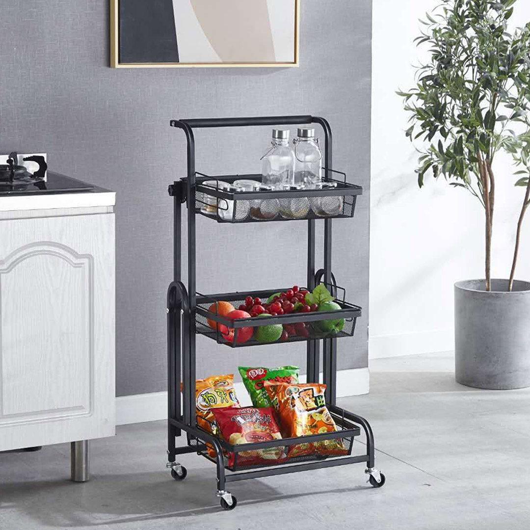 Soga 2X 3 Tier Steel Black Adjustable Kitchen Cart Multi-Functional Shelves Portable Storage Organizer With Wheels, Garden, Tools &Amp; Hardware, Garage Storage &Amp; Organisation, Utility Shelves, , ,  - Nz Depot 7