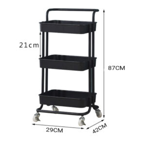 SOGA 2X 3 Tier Steel Black Movable Kitchen Cart Multi-Functional Shelves Portable Storage Organizer with Wheels, Garden, Tools & Hardware, Garage Storage & Organisation, Utility Shelves, , ,  - NZ DEPOT 2