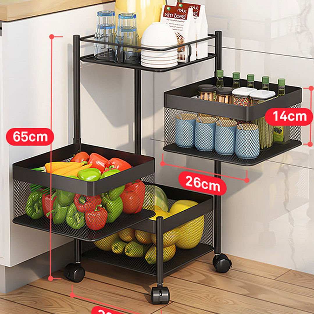 Soga 2X 3 Tier Steel Square Rotating Kitchen Cart Multi-Functional Shelves Portable Storage Organizer With Wheels, Garden, Tools &Amp; Hardware, Garage Storage &Amp; Organisation, Utility Shelves, , ,  - Nz Depot 2