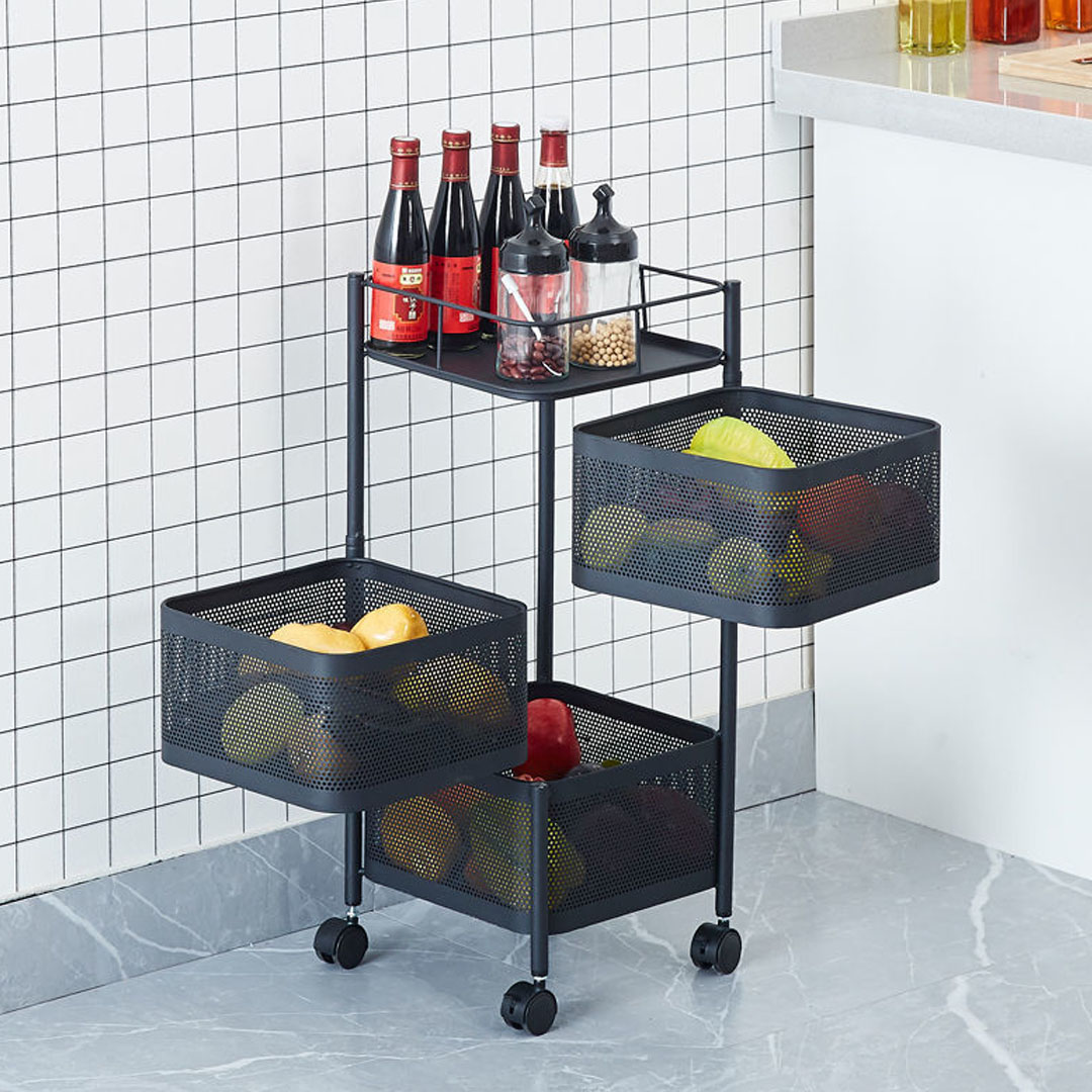 Soga 2X 3 Tier Steel Square Rotating Kitchen Cart Multi-Functional Shelves Portable Storage Organizer With Wheels, Garden, Tools &Amp; Hardware, Garage Storage &Amp; Organisation, Utility Shelves, , ,  - Nz Depot 3