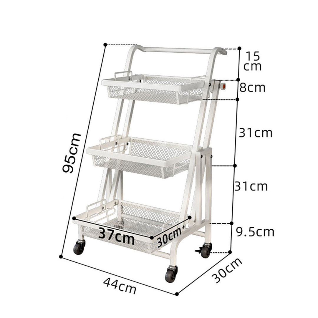 Soga 2X 3 Tier Steel White Adjustable Kitchen Cart Multi-Functional Shelves Portable Storage Organizer With Wheels, Garden, Tools &Amp; Hardware, Garage Storage &Amp; Organisation, Utility Shelves, , ,  - Nz Depot 2