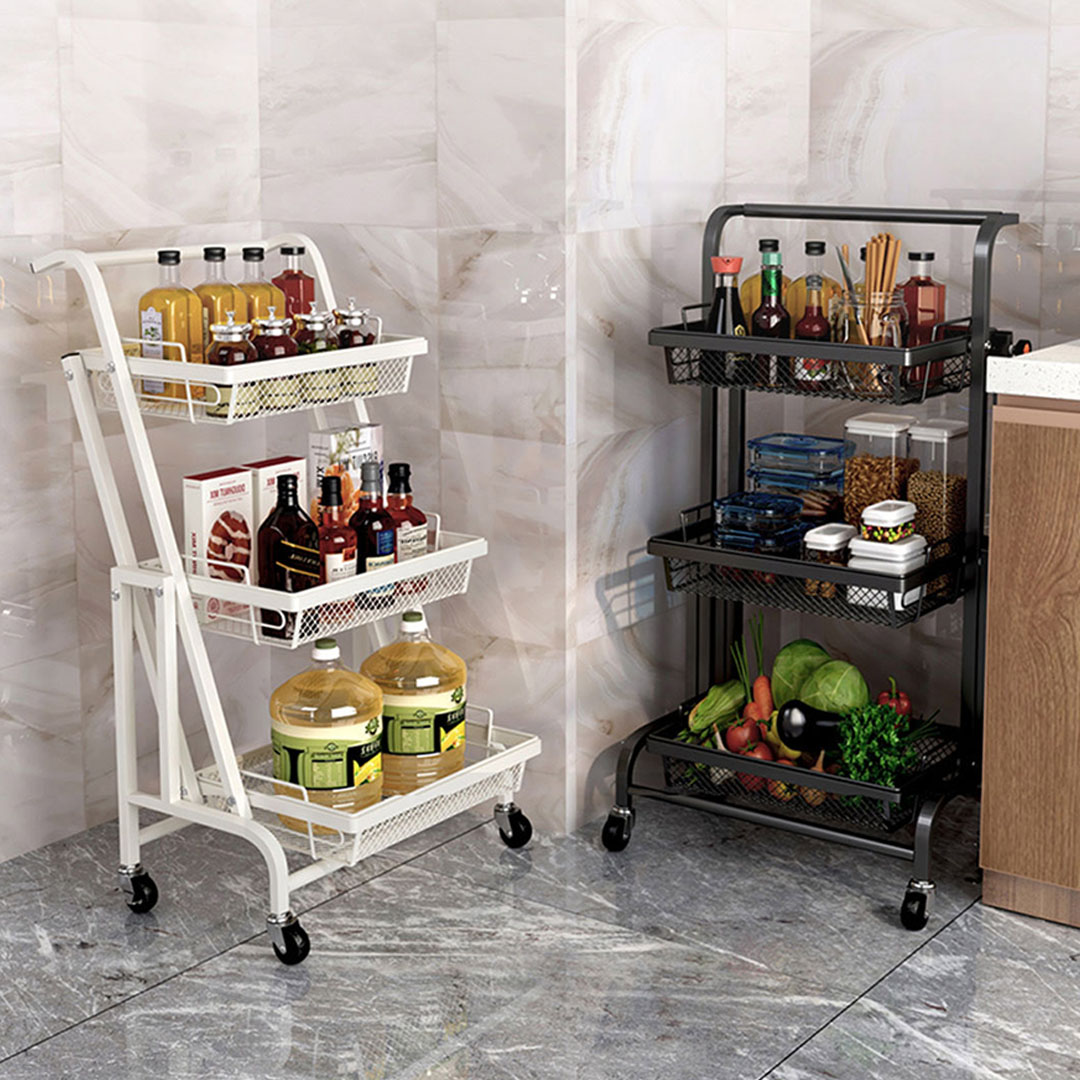 Soga 2X 3 Tier Steel White Adjustable Kitchen Cart Multi-Functional Shelves Portable Storage Organizer With Wheels, Garden, Tools &Amp; Hardware, Garage Storage &Amp; Organisation, Utility Shelves, , ,  - Nz Depot 3