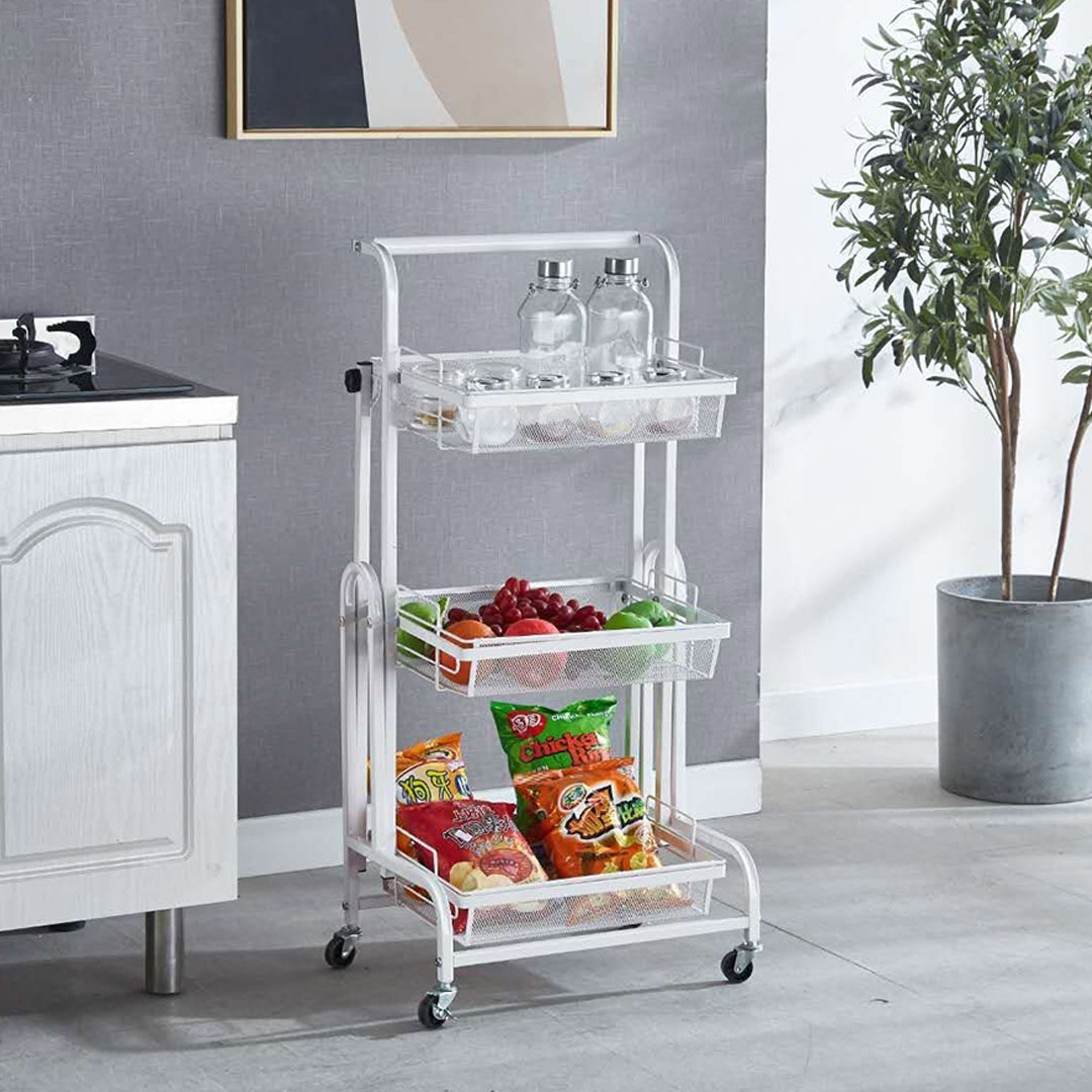 Soga 2X 3 Tier Steel White Adjustable Kitchen Cart Multi-Functional Shelves Portable Storage Organizer With Wheels, Garden, Tools &Amp; Hardware, Garage Storage &Amp; Organisation, Utility Shelves, , ,  - Nz Depot 7