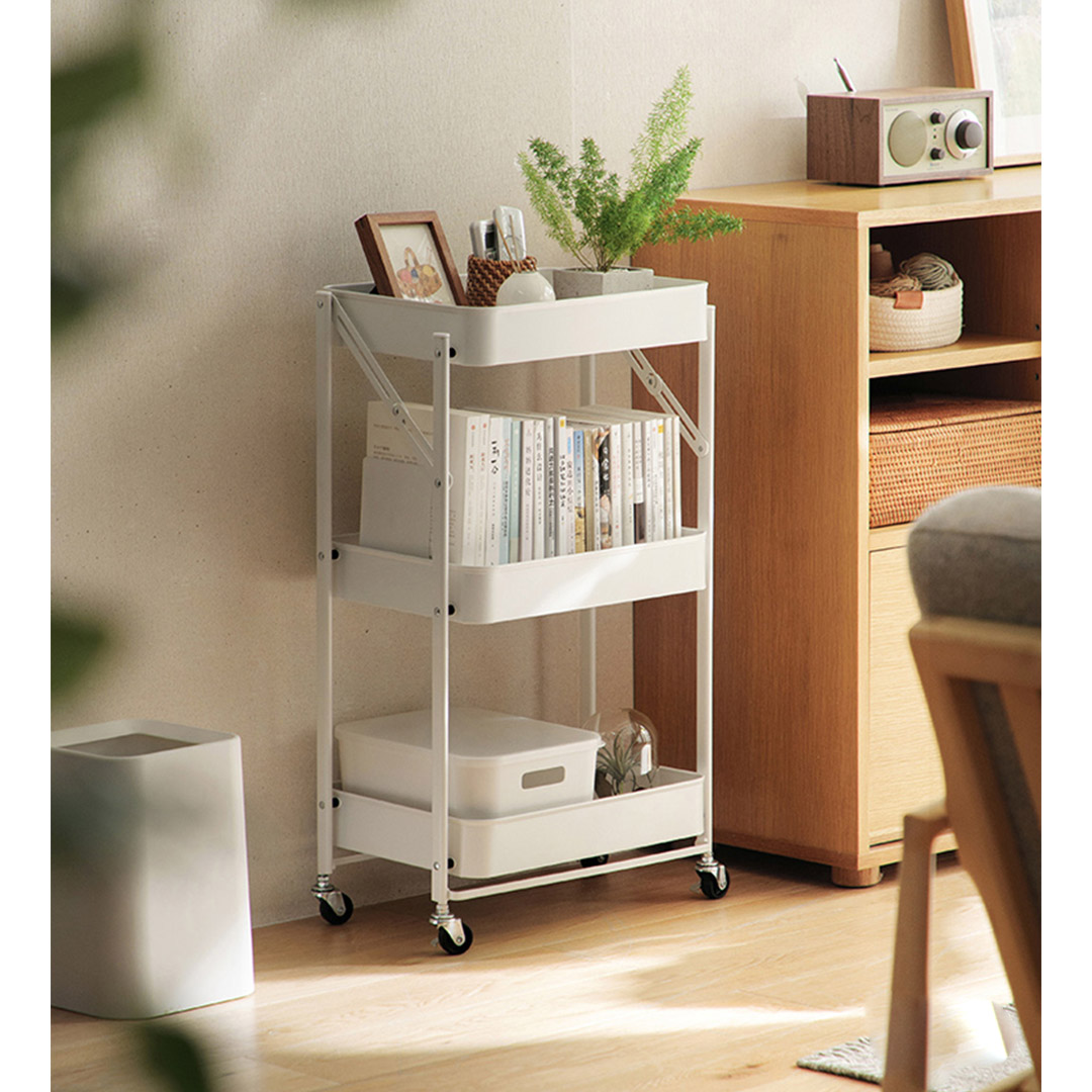 Soga 2X 3 Tier Steel White Foldable Kitchen Cart Multi-Functional Shelves Portable Storage Organizer With Wheels, Garden, Tools &Amp; Hardware, Garage Storage &Amp; Organisation, Utility Shelves, , ,  - Nz Depot 6