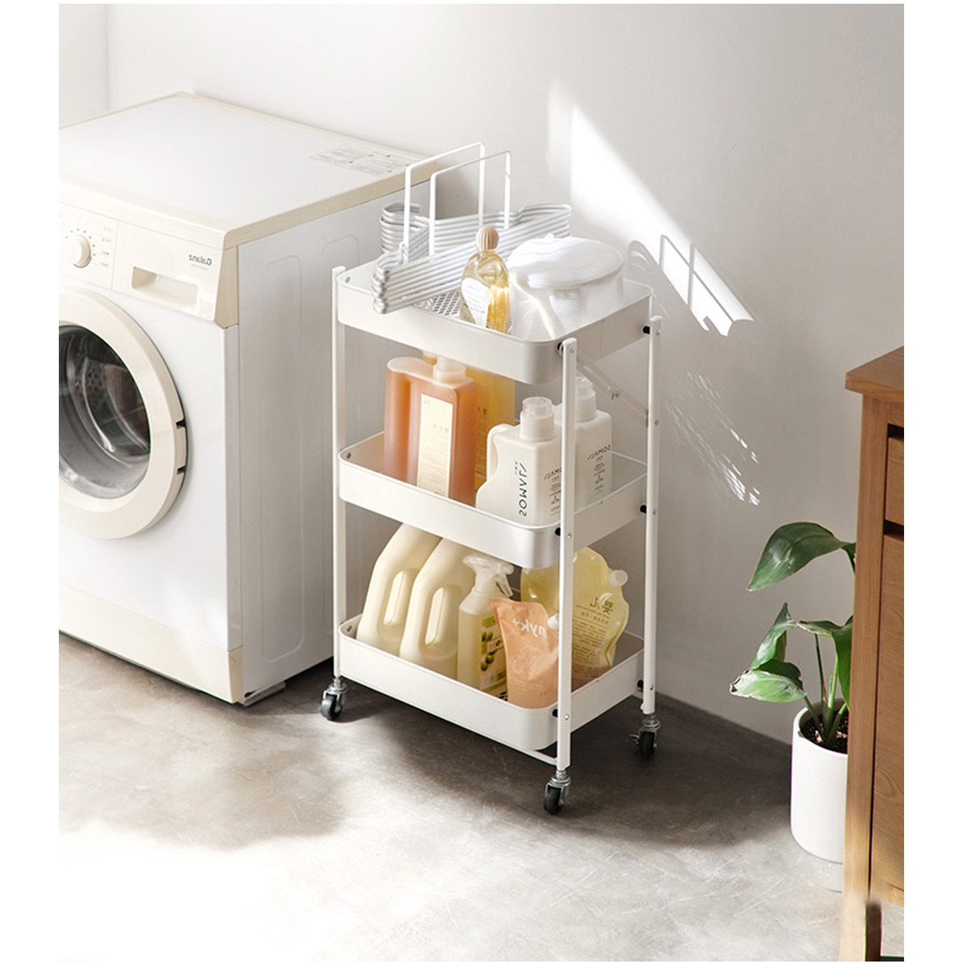 Soga 2X 3 Tier Steel White Foldable Kitchen Cart Multi-Functional Shelves Portable Storage Organizer With Wheels, Garden, Tools &Amp; Hardware, Garage Storage &Amp; Organisation, Utility Shelves, , ,  - Nz Depot 7