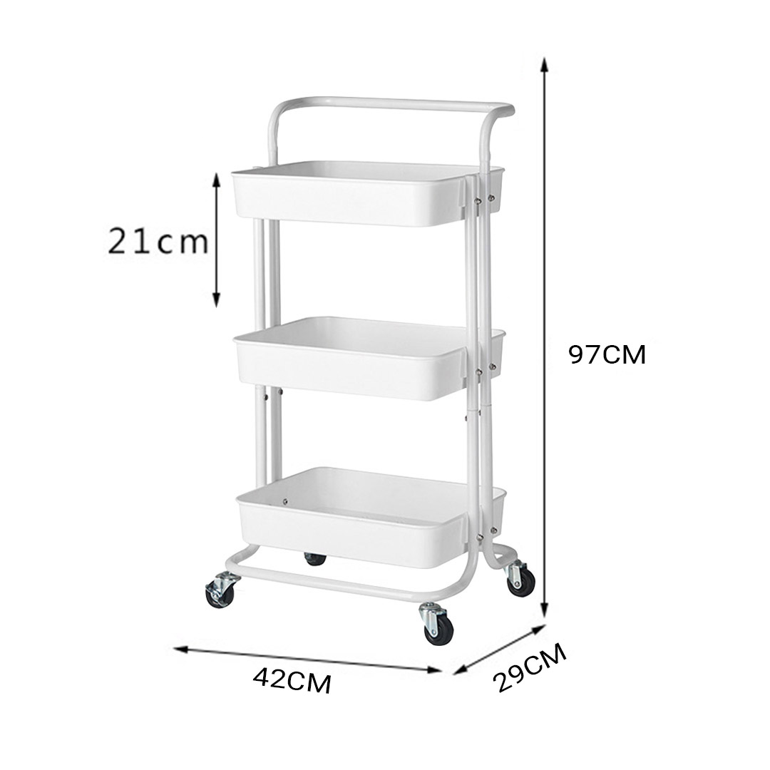 Soga 2X 3 Tier Steel White Movable Kitchen Cart Multi-Functional Shelves Portable Storage Organizer With Wheels, Garden, Tools &Amp; Hardware, Garage Storage &Amp; Organisation, Utility Shelves, , ,  - Nz Depot 2