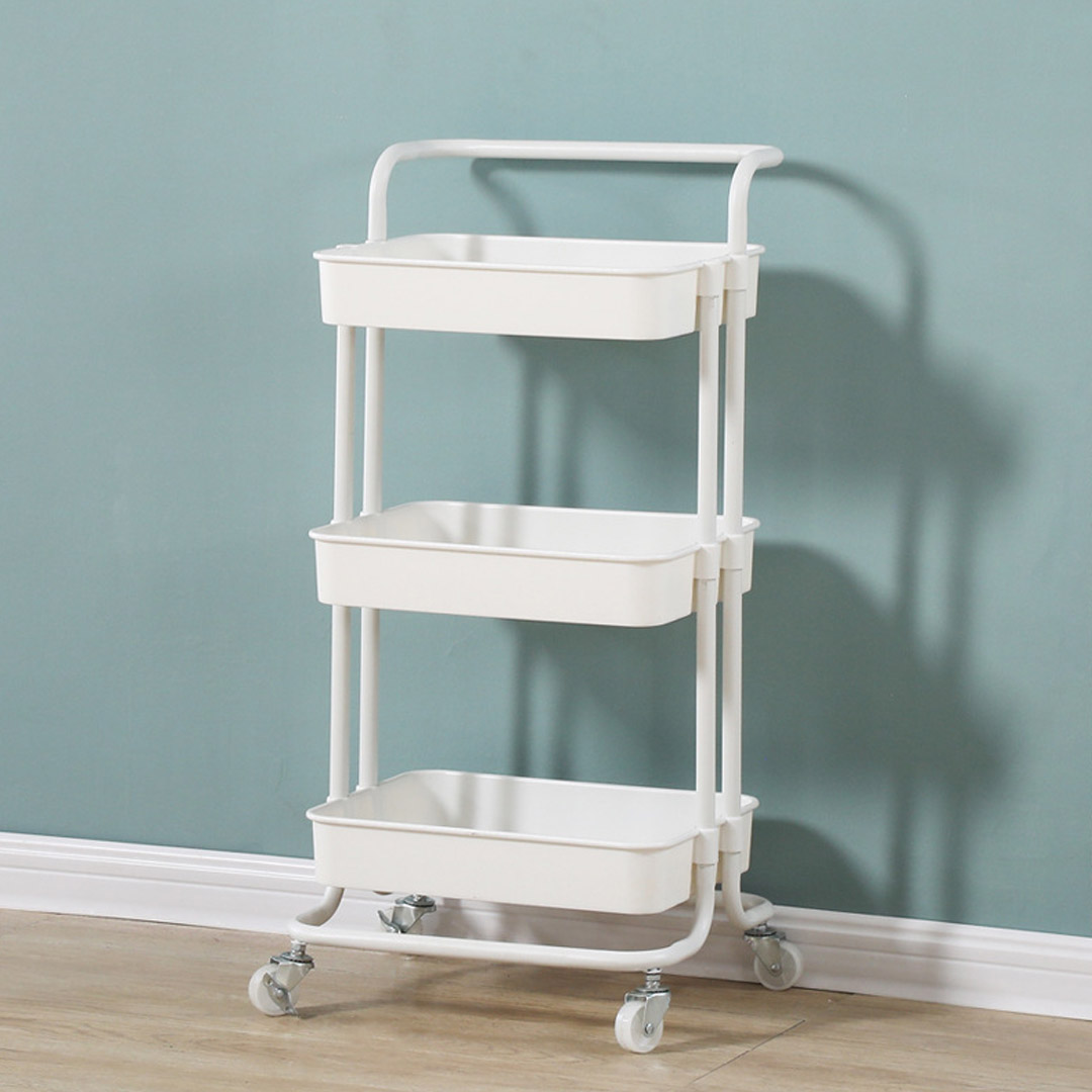 Soga 2X 3 Tier Steel White Movable Kitchen Cart Multi-Functional Shelves Portable Storage Organizer With Wheels, Garden, Tools &Amp; Hardware, Garage Storage &Amp; Organisation, Utility Shelves, , ,  - Nz Depot 6