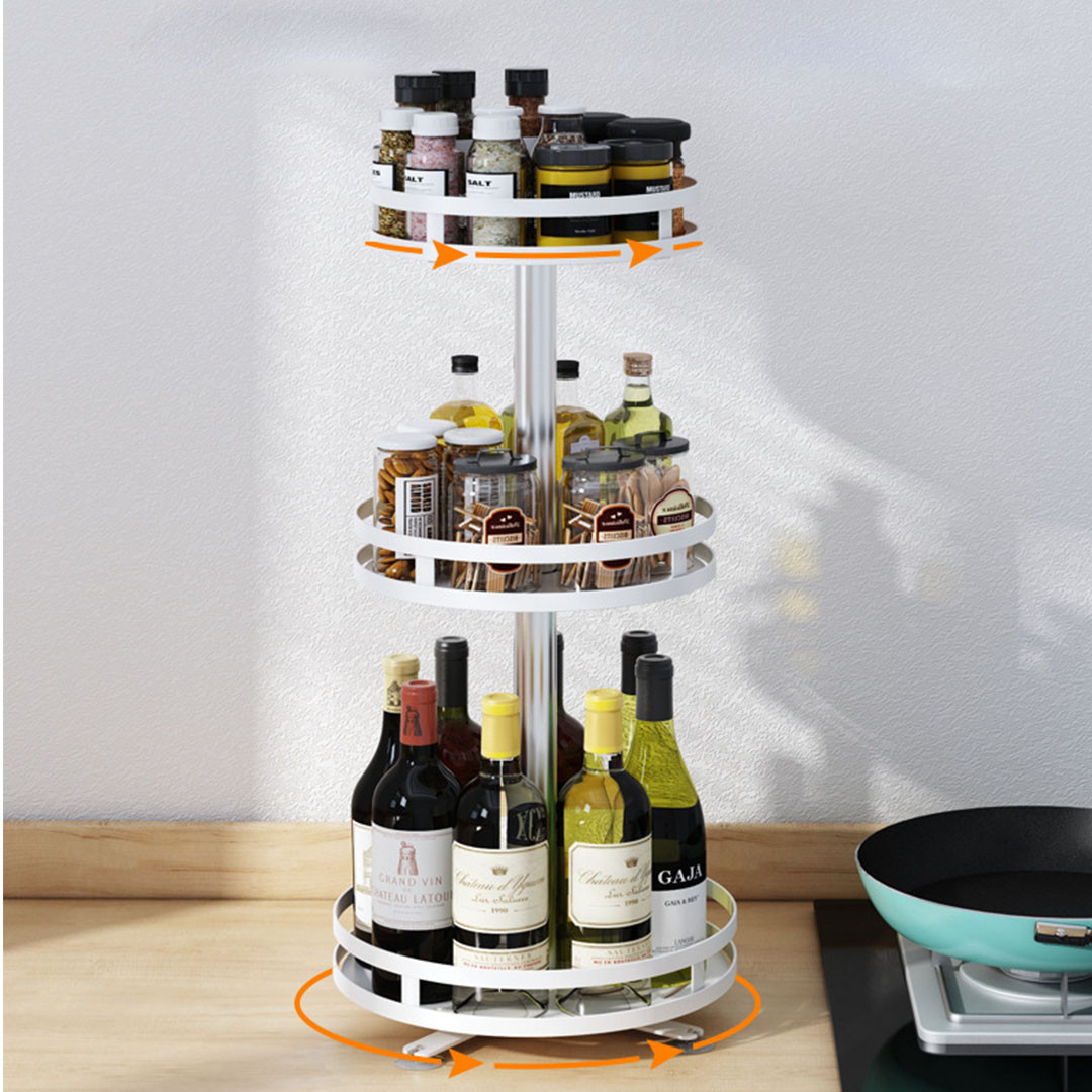 Soga 2X 3 Tier Steel White Round Rotating Multi-Function Kitchen Portable Storage Spice Seasoning Kitchen Countertop Organiser Shelf, Garden, Tools &Amp; Hardware, Garage Storage &Amp; Organisation, Utility Shelves, , ,  - Nz Depot 4