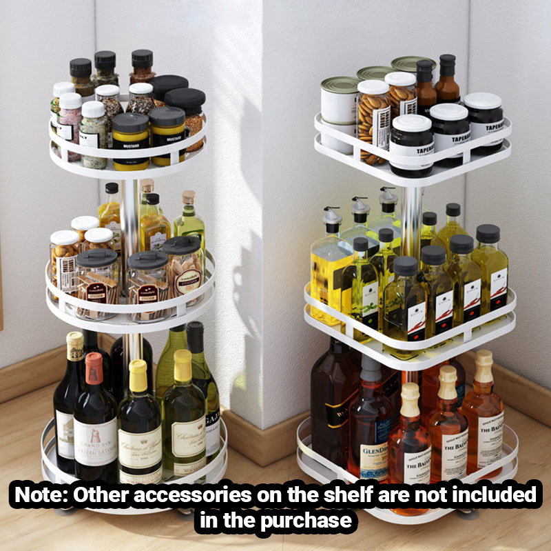 Soga 2X 3 Tier Steel White Square Rotating Multi-Function Kitchen Portable Storage Spice Seasoning Kitchen Countertop Organiser Shelf, Garden, Tools &Amp; Hardware, Garage Storage &Amp; Organisation, Utility Shelves, , ,  - Nz Depot 3