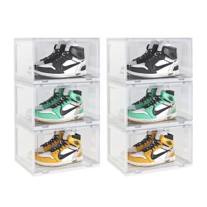 Soga 2X 3 Tier Transparent Portable Shoe Organiser Sneaker Footwear Folding Plastic Bin Stackable Storage Box With Magnetic Door Nz Depot - Nz Depot