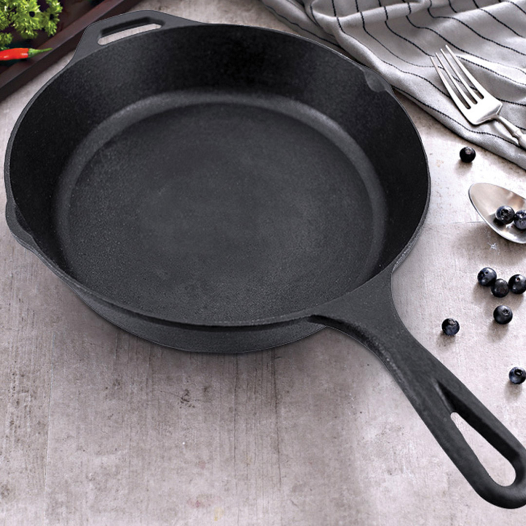 SOGA 2X 30cm Round Cast Iron Frying Pan Skillet Steak Sizzle Platter with Helper Handle, Home & Living, Kitchen & Dining, Cookware, Frying Pans,  - NZ DEPOT 3