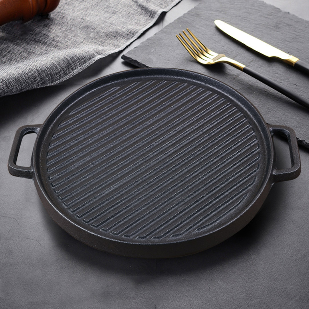 Soga 2X 30Cm Round Cast Iron Ribbed Bbq Pan Skillet Steak Sizzle Platter With Handle, Home &Amp; Living, Kitchen &Amp; Dining, Cookware, Frying Pans, ,  - Nz Depot 5