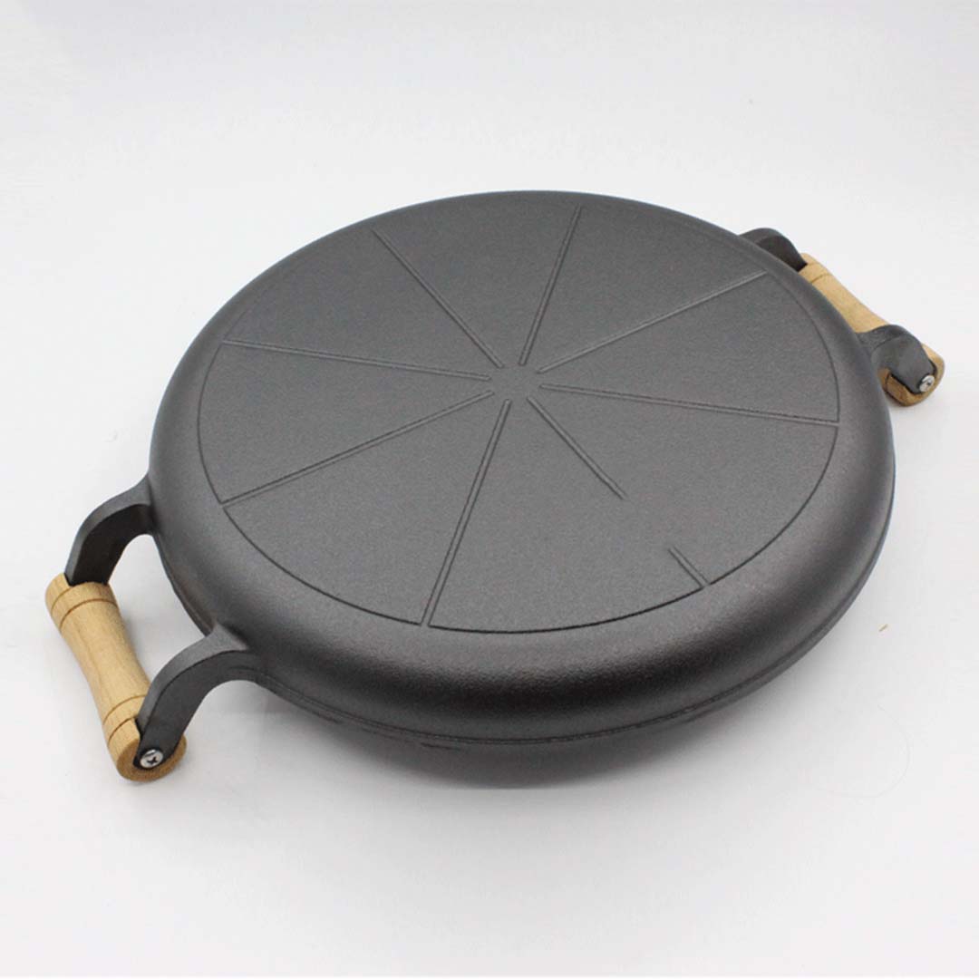 Soga 2X 31Cm Cast Iron Frying Pan Skillet Steak Sizzle Fry Platter With Wooden Handle No Lid, Home &Amp; Living, Kitchen &Amp; Dining, Cookware, Frying Pans, ,  - Nz Depot 3