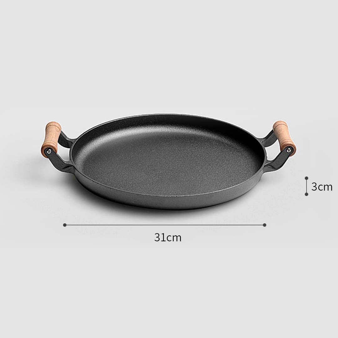 Soga 2X 31Cm Cast Iron Frying Pan Skillet Steak Sizzle Fry Platter With Wooden Handle No Lid, Home &Amp; Living, Kitchen &Amp; Dining, Cookware, Frying Pans, ,  - Nz Depot 4